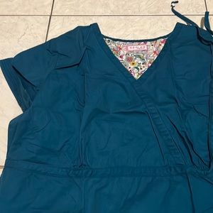 Caribbean Blue Koi Scrub Top